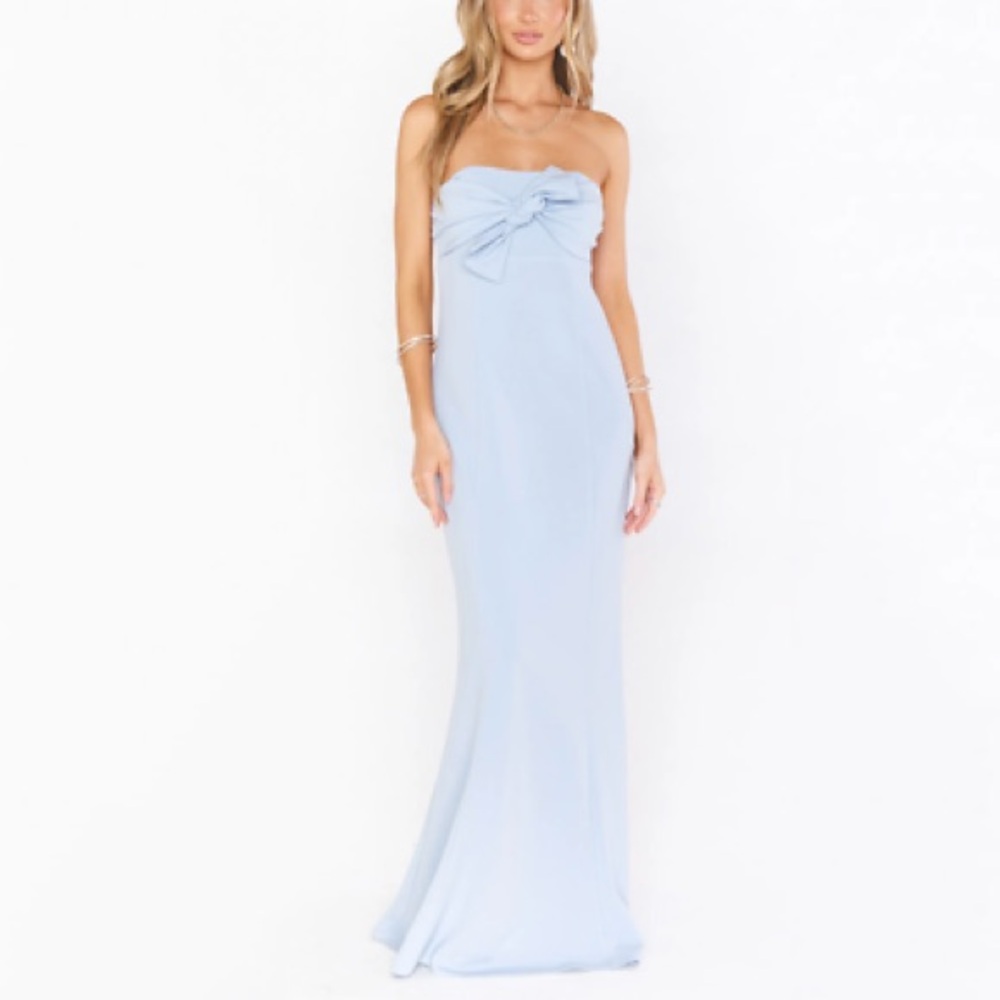 Elegant Light Blue Strapless Gown